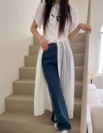 Rochie lunga Dazy, alb