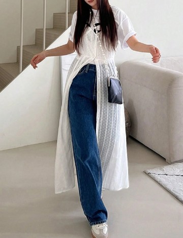 Rochie lunga Dazy, alb