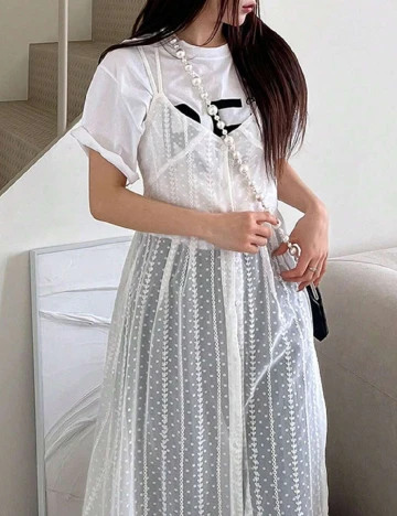 Rochie lunga Dazy, alb Alb