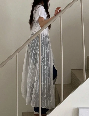 Rochie lunga Dazy, alb Alb