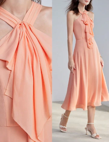 Rochie medie MOTF, piersica Portocaliu