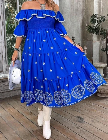 Rochie medie SHEIN CURVE, albastru Albastru