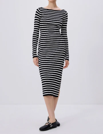 Rochie medie Reserved, alb/negru Negru