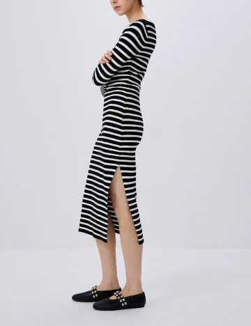 Rochie medie Reserved, alb/negru Negru