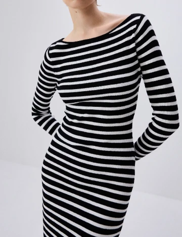 Rochie medie Reserved, alb/negru Negru