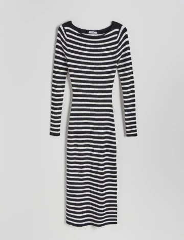 Rochie medie Reserved, alb/negru Negru