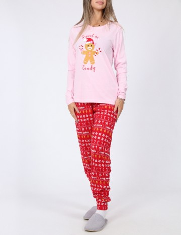 
						Pijama Threadbare, roz/rosu