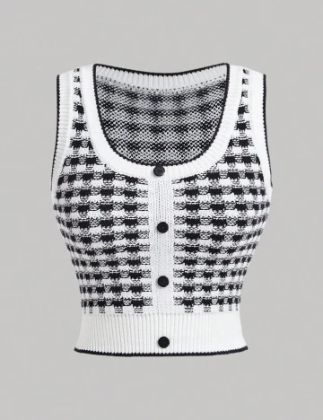 Top SHEIN, alb/negru Alb