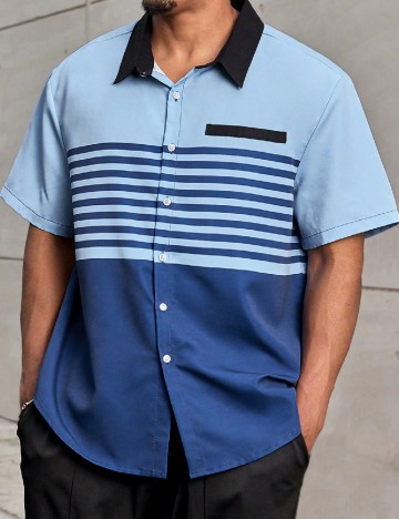 
						Camasa SHEIN Plus Size Men, albastru