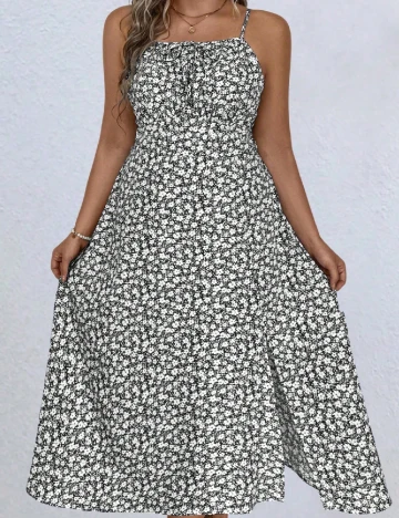 Rochie medie SHEIN CURVE, negru floral