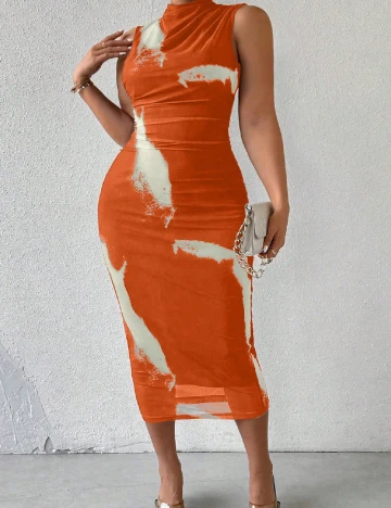 Rochie medie SHEIN CURVE, portocaliu