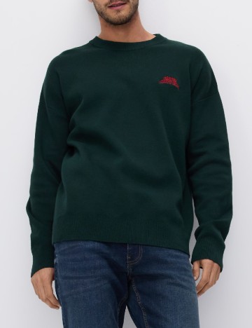 
						Pulover Reserved, verde inchis