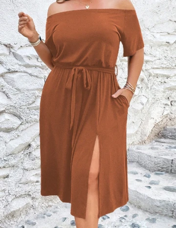 Rochie medie SHEIN CURVE, maro