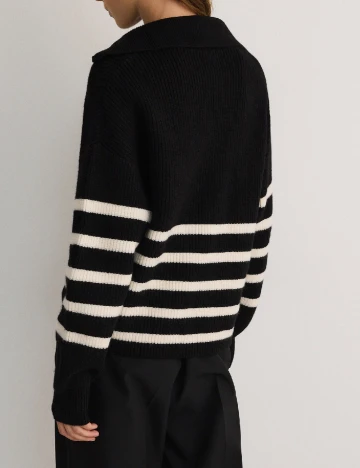 Pulover Reserved, negru/alb Negru