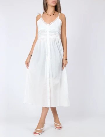 Rochie lunga Dazy, alb Alb