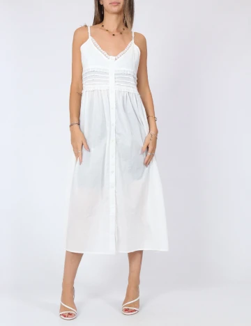 Rochie lunga Dazy, alb Alb