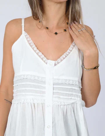Rochie lunga Dazy, alb Alb