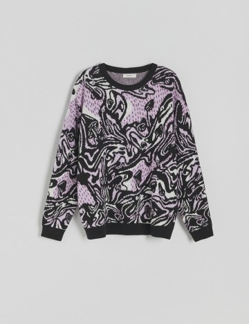 Pulover Reserved, negru/mov