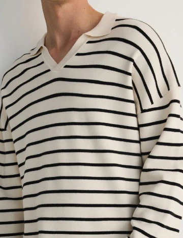 Bluza Reserved, ecru/negru Alb