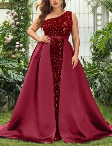Rochie lunga Faeriesty Plus Size, rosu