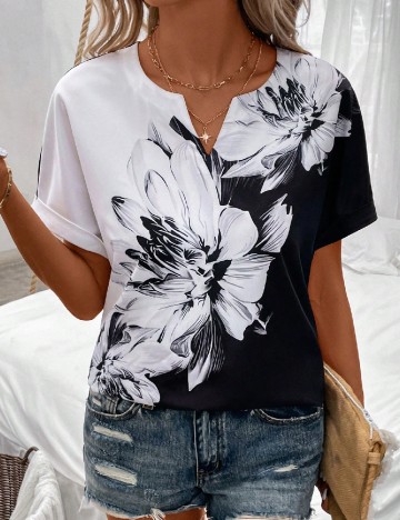 
						Tricou SHEIN, negru/alb
