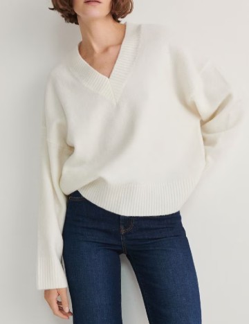 
						Pulover Oversize Reserved, ecru