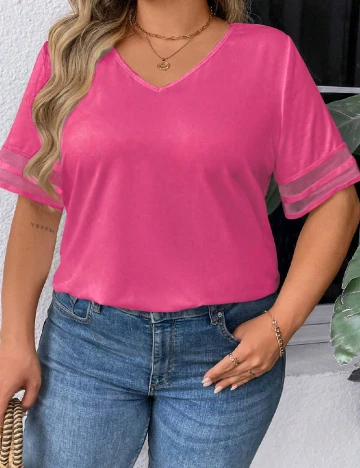 Tricou SHEIN CURVE, roz