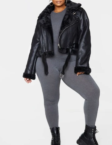 Jacheta PrettyLittleThing Plus Size, negru