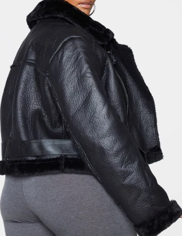 Jacheta PrettyLittleThing Plus Size, negru