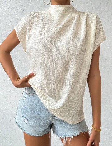 
						Tricou SHEIN, ecru