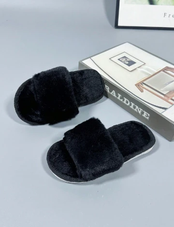Papuci de Casa Shein Kids, negru Negru