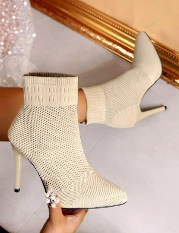 Botine SHEIN, bej Crem
