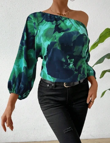 Bluza SHEIN, verde/albastru