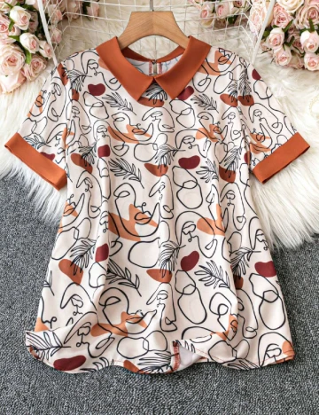 Tricou SHEIN CURVE, crem