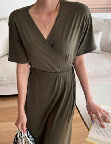 Rochie lunga Dazy, kaki Verde