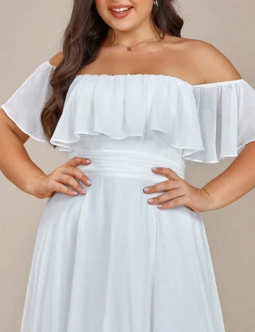 Rochie lunga Ever-Pretty Plus Size, alb