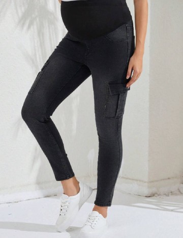 Blugi SHEIN Maternity, negru