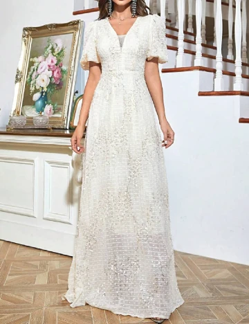 Rochie lunga Toleen, ecru