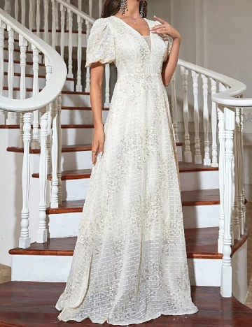 Rochie lunga Toleen, ecru