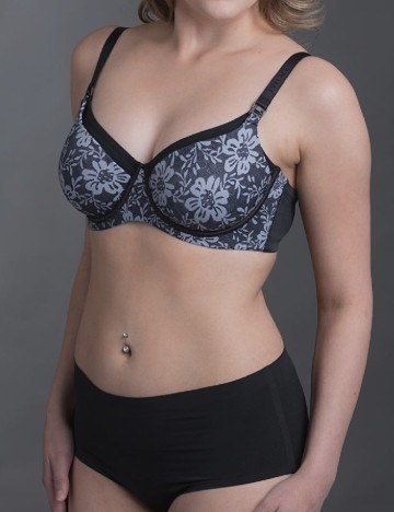 
						Sutien Evelace, gri/negru