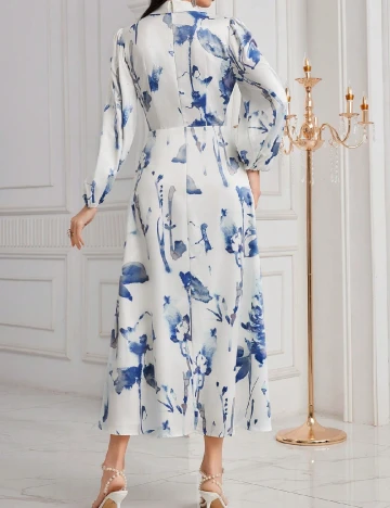 Rochie lunga SHEIN, albastru/alb