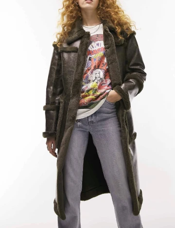 Palton Top Shop, verde inchis Verde