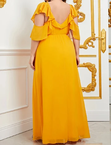 Rochie lunga Faeriesty Plus Size, galben