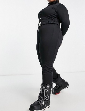 Salopeta de ski Threadbare Plus Size, negru