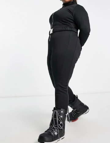 Salopeta de ski Threadbare Plus Size, negru Negru