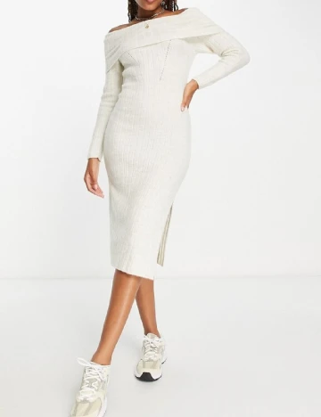 Rochie medie Miss Selfridge, ecru