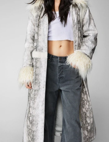 Palton Nasty Gal, imprimeu sarpe Animal print