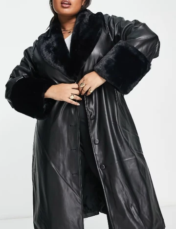 Palton Qed London Plus Size, negru Negru
