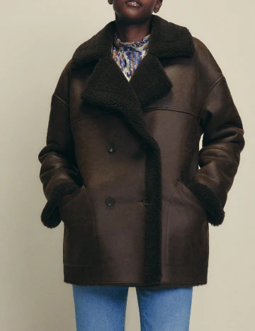 Palton oversize Reserved, maro