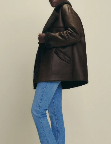 Palton oversize Reserved, maro